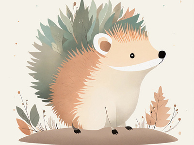 a cute minimalistic simple hedgehog graphic design illustration