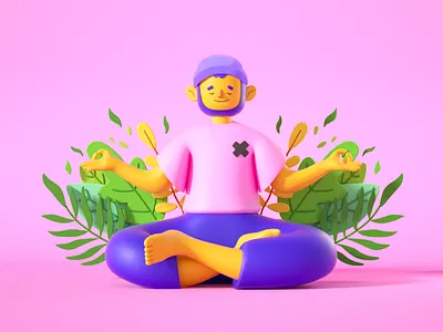 3D Characters for BBTV 3d 3d character 3d illustration 3d modeling character design cinema 4d meditation octane render plants yoga zen