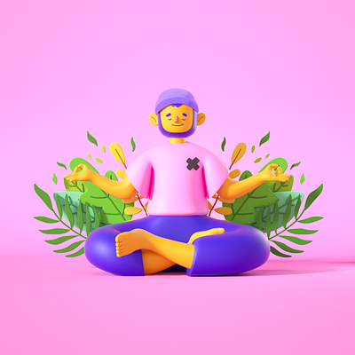 3D Characters for BBTV 3d 3d character 3d illustration 3d modeling character design cinema 4d meditation octane render plants yoga zen