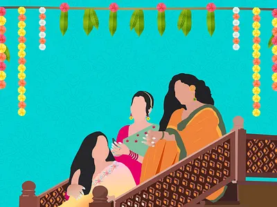 Illustration blue design flower friendship girls gradient graphic design happiness illustration social media togetherness vector