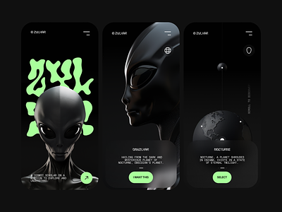 👽 Zyxlar Alien APP 3d ai alien app dailyui design graphic design illustration midjourney minimalist ui ux