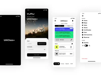 University Campus App (UAI) - UX/UI Design app class classroom courses design menu minimalist mobile modern schedule sign up ui university ux