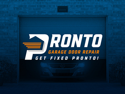 Garage Door Repair Logo Design branding fix garage garage door graphic design letter p logo modern p pronto quick repair speed typography vector