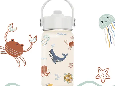 Kids Water Bottle Design colorful cuteillustration design graphic design illustration pattern procreate