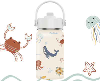 Kids Water Bottle Design colorful cuteillustration design graphic design illustration pattern procreate