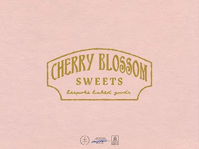 Cherry Blossom Sweets art nouveau bakery brand design brand identity branding branding design cute feminine gold hand lettering identity design lettering logo logo design pink retro type typography vintage visual identity