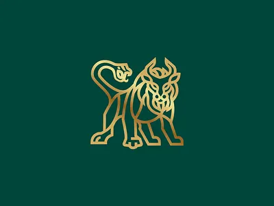 Cannabis Chimera botany branding cannabis chimera craft fire ganja gold icon illustration lion logo marijuana modern monoline monster mythology snake weed