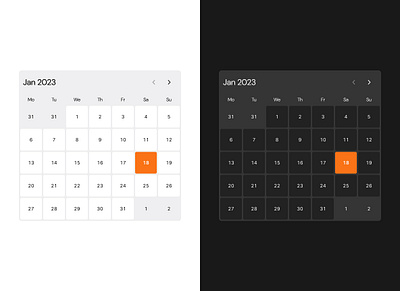 Calendar Component · Naztek UI calendar components dark dark mode light light mode