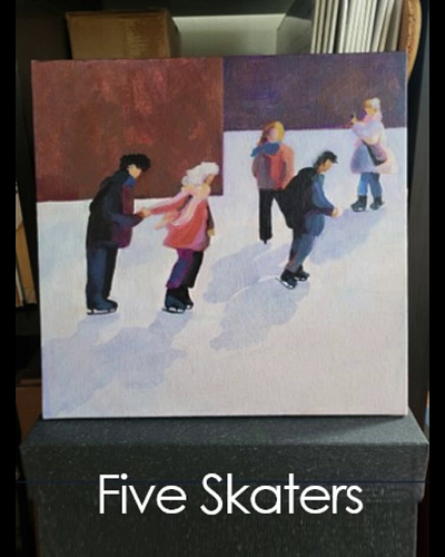 Five Skaters abstract art design graphic design illustration impressionism painting skating