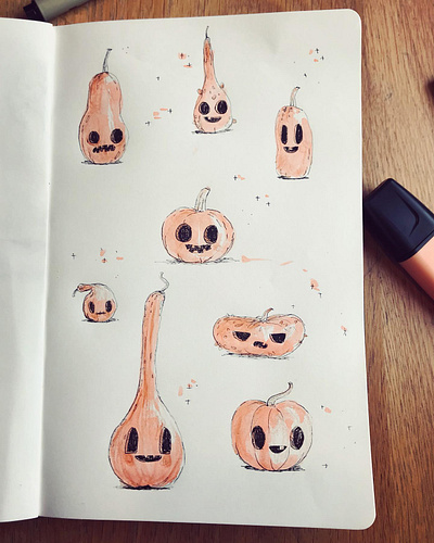 Time to make new Friends halloween illustration pumpkin sketchbook
