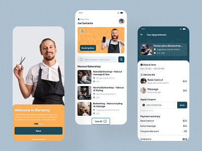 Barberzy - Barber Appointment booking App app barber booking design groomingapp inspiration newapp trendingapp ui uikit uiux