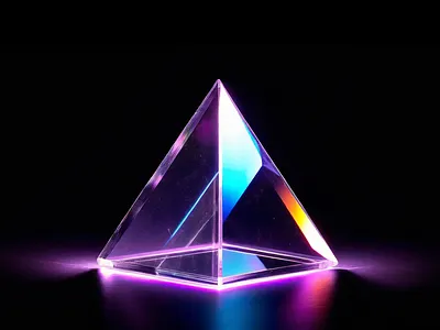 Glass Prism branding crypto darktheme glasseffect glow illustration modern pyramid rainbow realistic retrofuture vaporwave