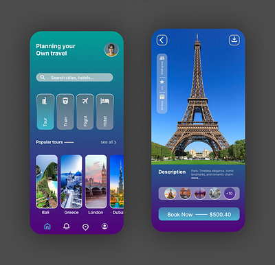 Travel app app figma neon travel ui ux