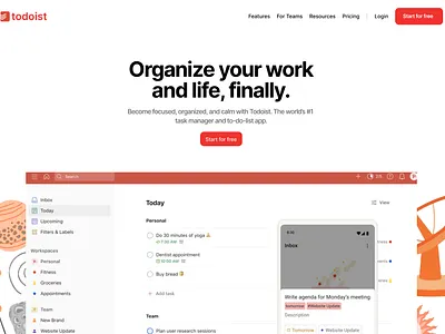 Todoist website. A task management tool taskmanagement ui website