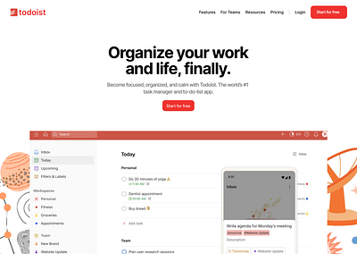 Todoist website. A task management tool taskmanagement ui website