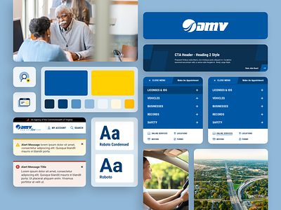 DMV Website Redesigned to Elevate User Experience (3) accessible alert app brand branding colors components design dropdown icon menu message mobile palette photography style guide typography ui ux website