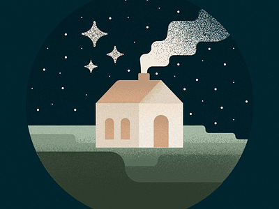 Cozy Cabin & A Starry Night animated drawing animation cabin cabin illustration flat illustration grain illustration graphic design illustration motion graphics simple animation simple movement starry sky