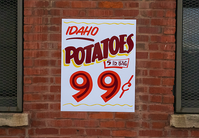 Idaho Potatoes Grocery Store Sign chicago design hand painted mural sign sign painting signs typography