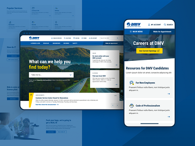 DMV Website Redesigned to Elevate User Experience (1) accessible announcements button card carousel clean color design desktop icons logo menu mobile modern responsive design search simple ui ux website