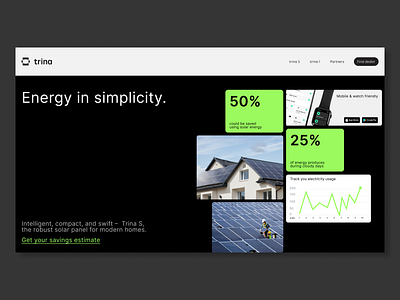 First screen concept for solar panel landing page design electricity energy landing figma first screen landing page modal design solar panel ui uxui webdesign