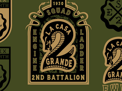 La Casa Grande (Station 2) branding design firefighter logo logo design military red snake