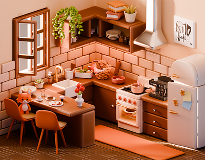 3D Cozy Kitchen done in Blender 3d 3dart blender blender3d cycles design illustration render rendering