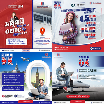 Study Abroad | Social Media Post | Ad Banner ad banner branding design education consultancy graphic design poster social media poster study abroad