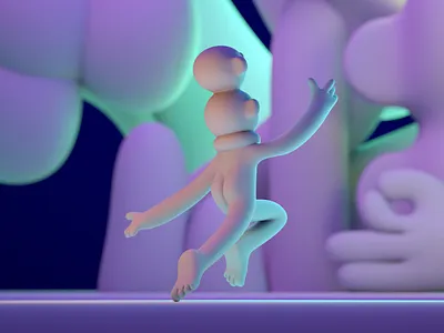 Sweet Scape 3d c4d character color connect design escape illustration jump jumping plants