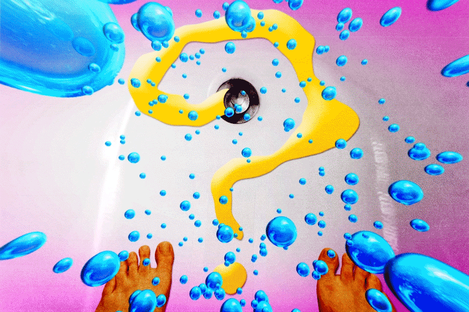 Yahoo! - "How bad is it if you pee in the shower?" animation collage design gif illustration motion retro