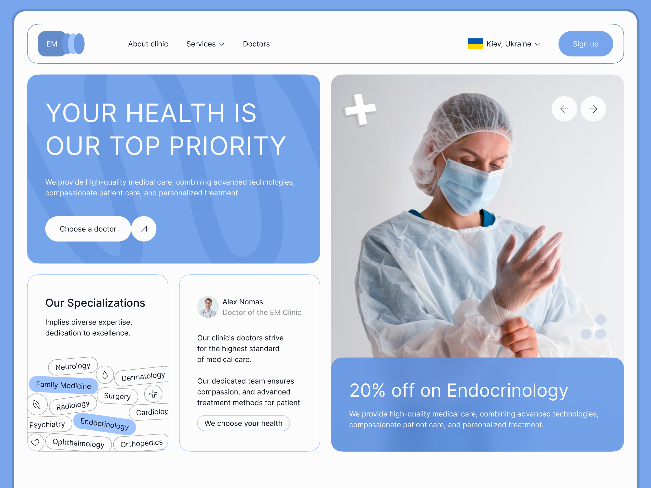 Website landing for medical clinic / medicine 1st page block blocks blue clinic design health landing landing page medical medicine monochrome pharmacy shot site ui web design website