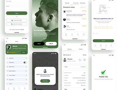 Barber Booking App animation app barber booking clean concept design graphic design ios mobile app motion graphics responsive ui ux