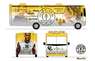 Gold Gym Bus Design adobe art branding design graphic design illustration logo ui ux vector