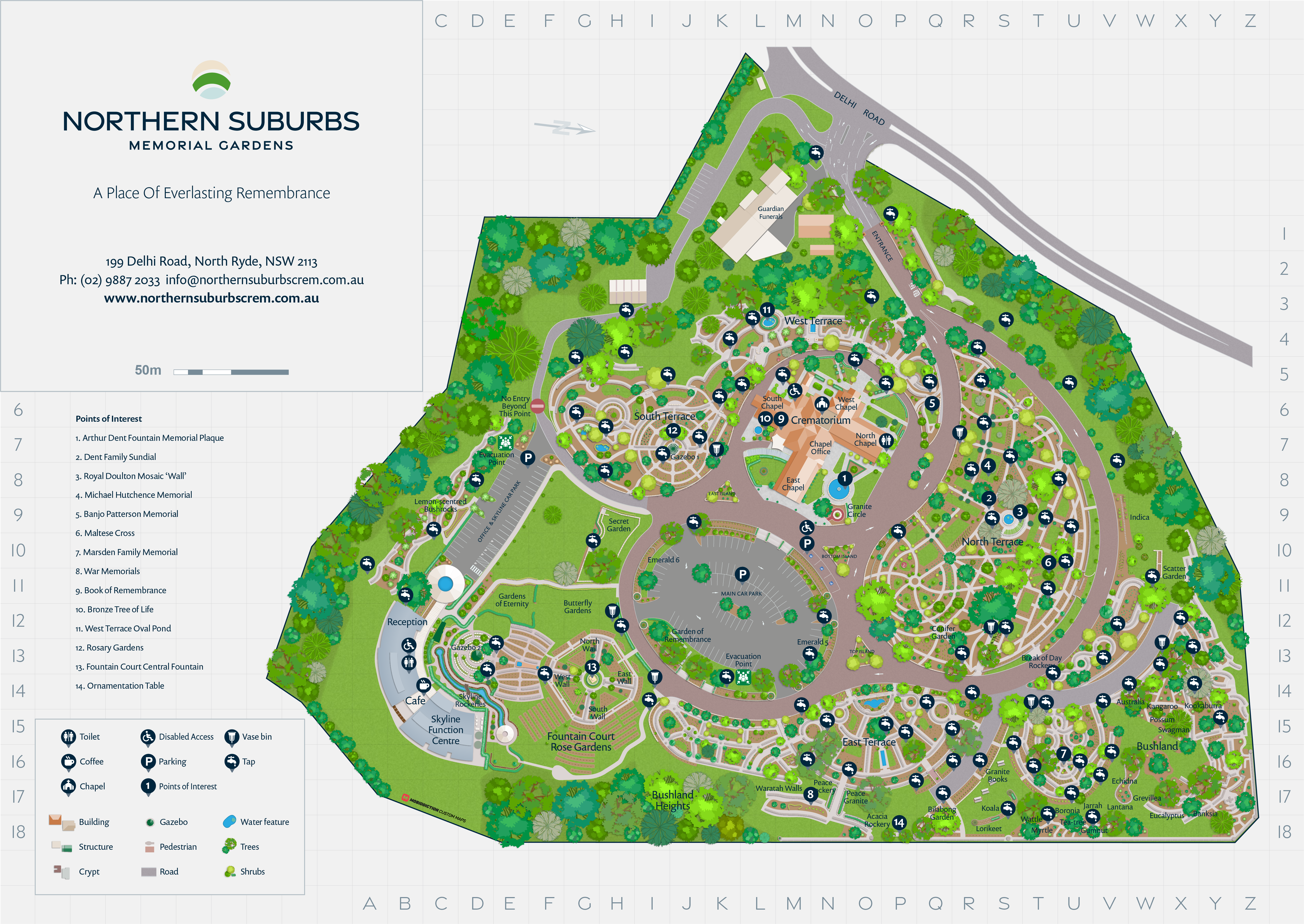 Invocare Group: Northern Suburbs Memorial park Custom Map custom map digital map design maps technical design wayfinding