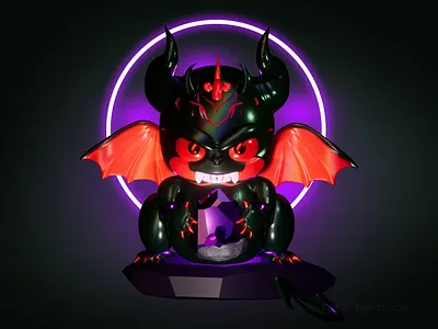 3D Character /// Demon Dragon 2024 3d 3d model branding character design crystal cute character demon devil dragon evil green holographic imp iridescent neon nomad sculpt purple render wood dragon