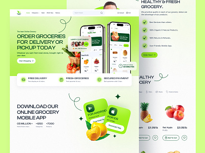 HealthyMart - Online Grocery Website ecommerce grocery grocery mobile app landing page mobile app online shop shopping ui ui design uiux uiux design user interface ux