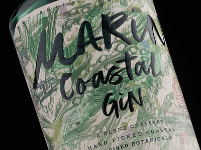 Marin Coastal Gin american bay area branding ca california craft design distillery gin graphic design illustration label design logo packaging packaging design print recycled san francisco typography usa