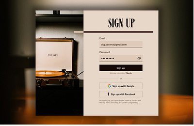 Sign Up Modal app design modal modern sign up typography ui ux