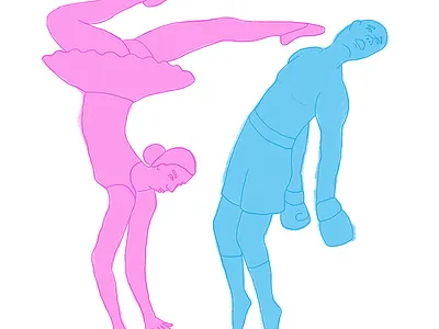 Battle of the sexes characters editorial figures gender illustration