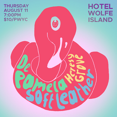 Summer fun flamingo hand lettering illustration poster design