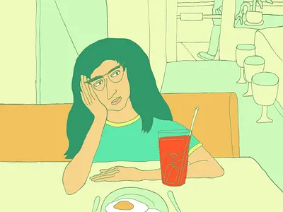 I Like Eggs breakfast character diner eggs hand drawn illustration portrait wistful woman