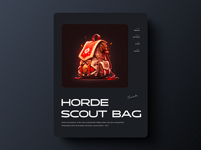 Horde scout bag design graphic design postel typography ui ux web