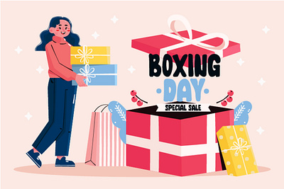 Hand Drawn Boxing Day Sale Background Illustration background boxing celebration christmas day gift holiday illustration sale shopping tradition vector