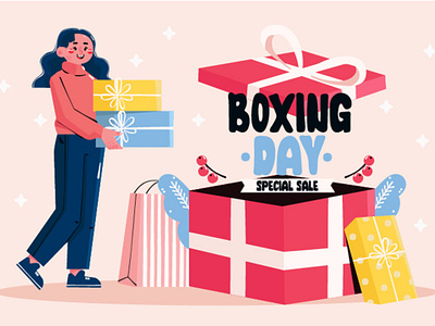 Hand Drawn Boxing Day Sale Background Illustration background boxing celebration christmas day gift holiday illustration sale shopping tradition vector