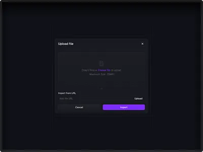 ✶ Upload file dark darkmode design file purple ui upload uploadfile ux