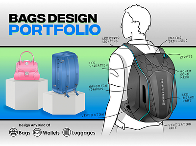 Bags, wallets and luggages Design All Categories bag design bag tech pack fashion design graphic design illustration luggage design vector wallets design