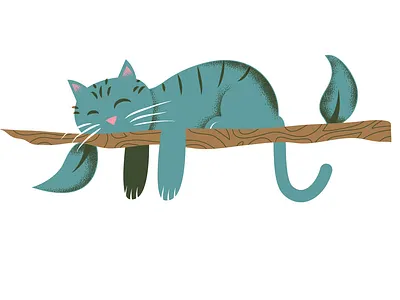 kitty best illustration branch cat editorial editorial illustration editorial illustrator illustration illustrator james olstein james olstein illustration james olstein.com sleepy time texture vector