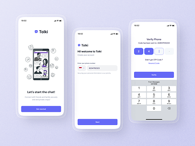 Tolki - Onboarding Screen Mobile App app chatting login mobile mobile app onboarding otp register sign in sign up ui uiux verification welcome welcome screen
