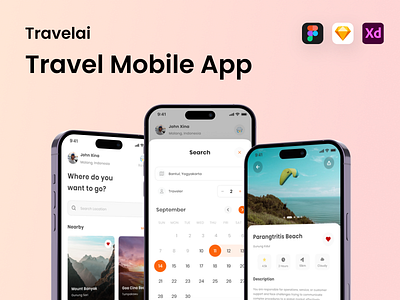 Travelai - Travel Mobile App book date holiday mobile app mobile design travel traveling ui ux