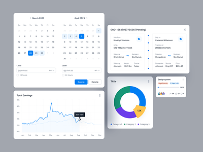 Design System Component business calender card chart dashboard kanban board line chart models ofspace pie chart popup product product design saas styleguide ui ui component uiux uix ux