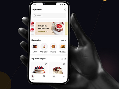 Bakery Shop App Design🥯🧁 application bakery app branding cake cookies desserts food app logo mobile app mobile design mobile ui mobileapp